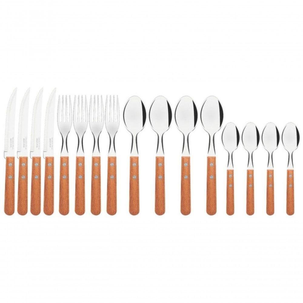 Faqueiro Tramontina 16 Peças Dynamic Cabos De Madeira - 1