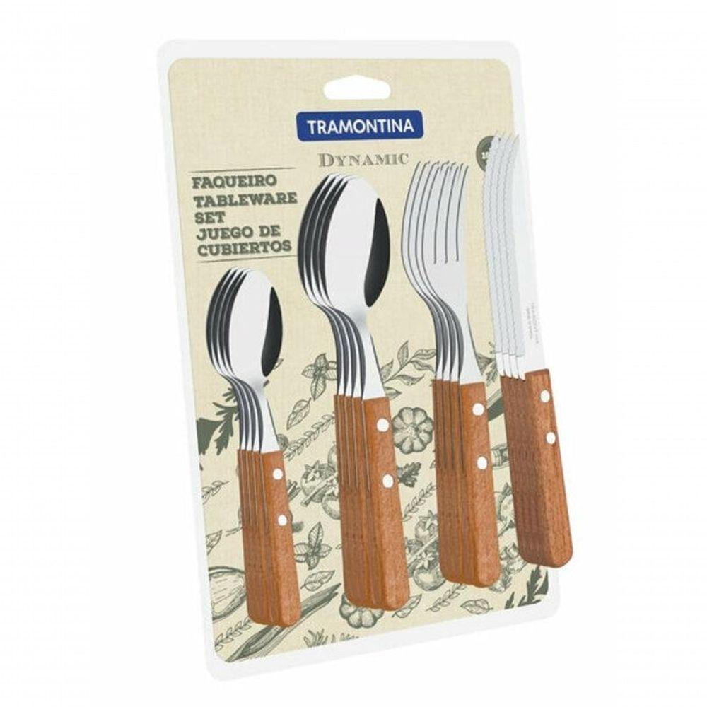 Faqueiro Tramontina 16 Peças Dynamic Cabos De Madeira - 2