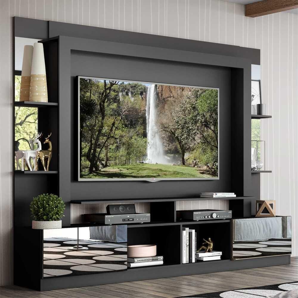 Estante Tv 65" Com Espelho Oslo Multimóveis V3389 Preta/Tenerife Preto/Tenerife - 10