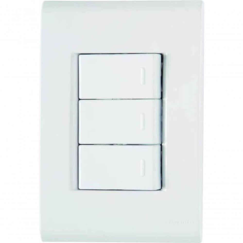 Conjunto 4x2 3 Interruptores Paralelos Tramontina Liz 10 A 250 V Branco - 1