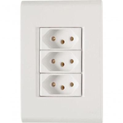 Conjunto 4x2 3 Tomadas 2p+t 20 A 250 V Tramontina Liz Branco