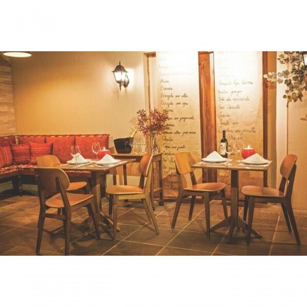 Mesa De Madeira Tramontina London Quadrada Em Tauarí Amêndoa 4 Lugares 70cm - 2