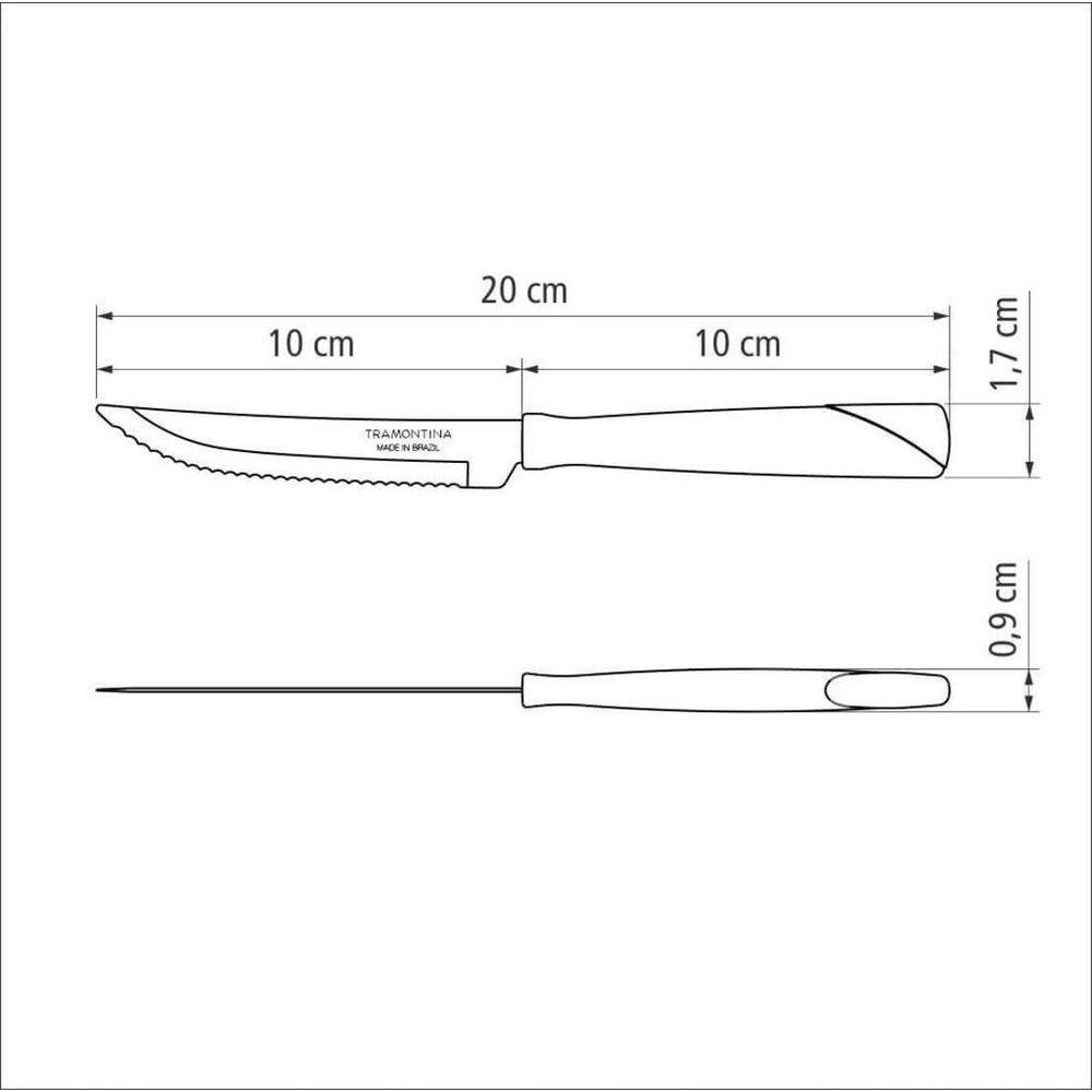 Faca Para Churrasco Tramontina Inox New Kolor 4" Preta - 2