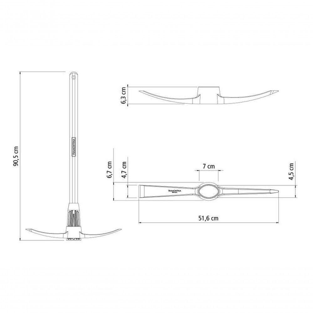 Picareta Estreita 5.0 Tramontina Em Aço Com Cabo De Madeira 90cm - 3