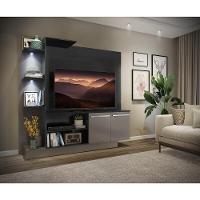 Estante Tv 55" Com 2 Leds E 2 Portas Dallas Multimóveis V3398 Preta/Lacca Fumê Preto/Lacca Fumê - 2