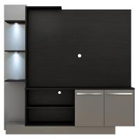 Estante Tv 55" Com 2 Leds E 2 Portas Dallas Multimóveis V3398 Preta/Lacca Fumê Preto/Lacca Fumê - 3
