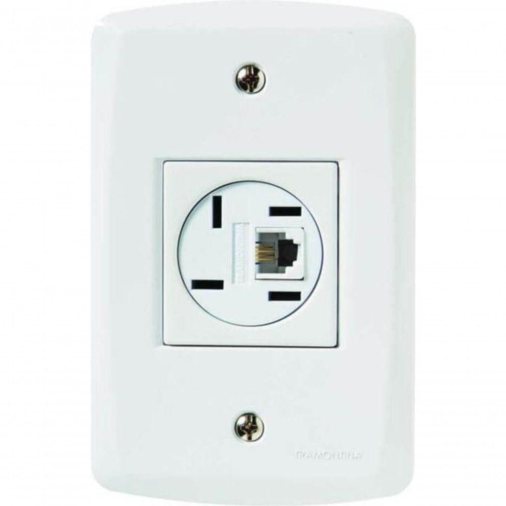 Conjunto 4x2 Com 1 Tomada Telefone 4p E Rj11 Tramontina Lux2 Branco - 1