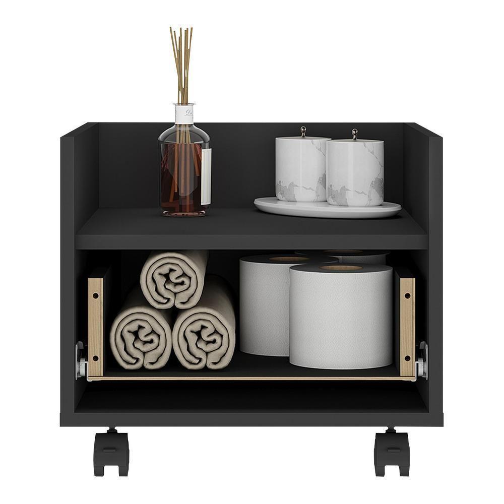 Gabinete Armário Banheiro 40 Cm Com Rodízios Multimóveis Mp5035 Preto - 3