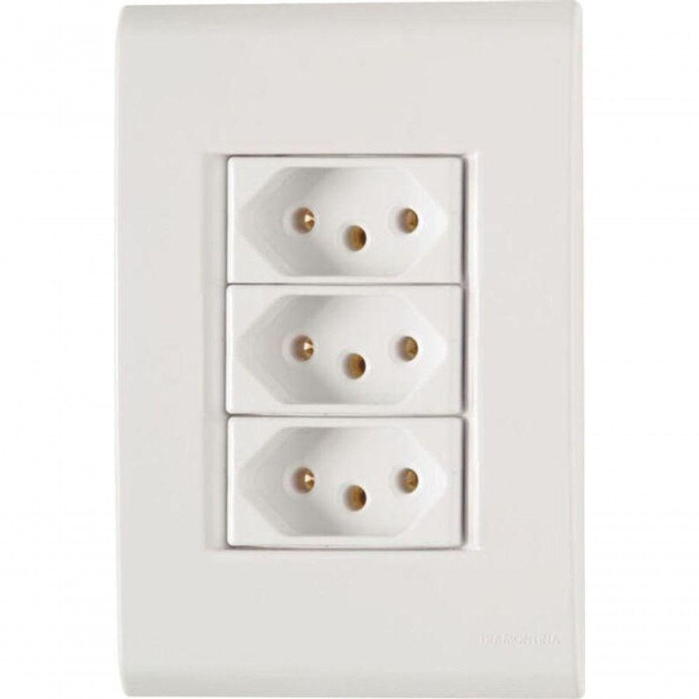 Conjunto 4x2 3 Tomadas 2p+t 10 A 250 V Tramontina Liz Branco - 1