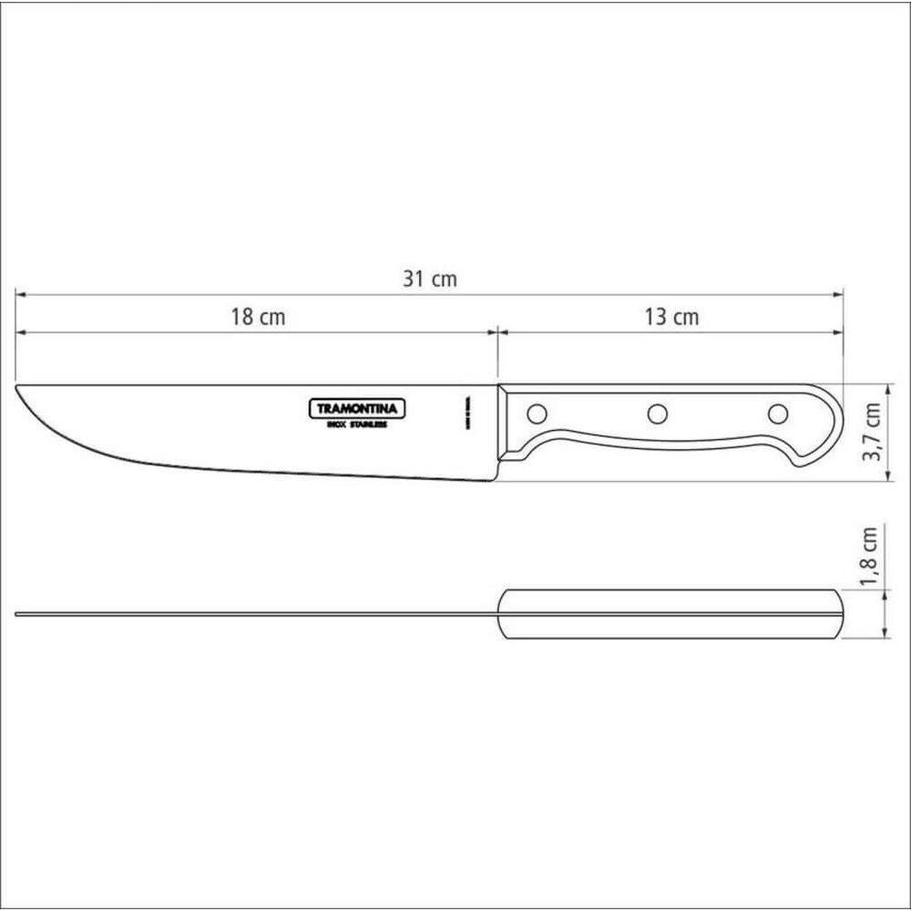 Faca Tramontina Polywood 7 Aço Inox Cabo Castanho - 4