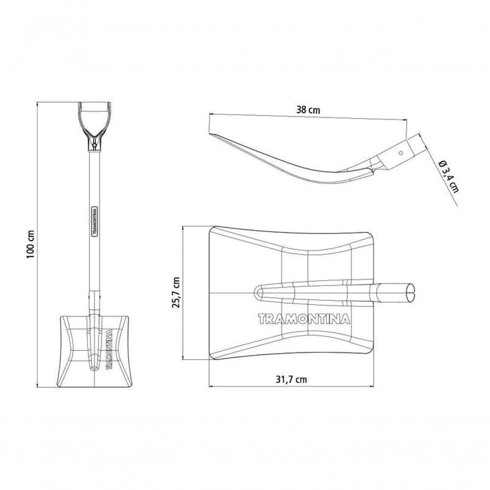 Pá Quadrada Tramontina Em Aço Com Cabo De Madeira 71cm 464-40 - 4