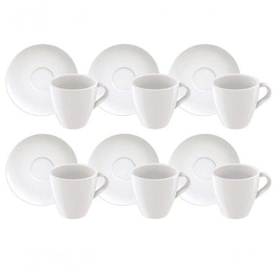 Conjunto De Xícaras E Pires De Cappuccino Tramontina Paola Em Porcelana 200ml