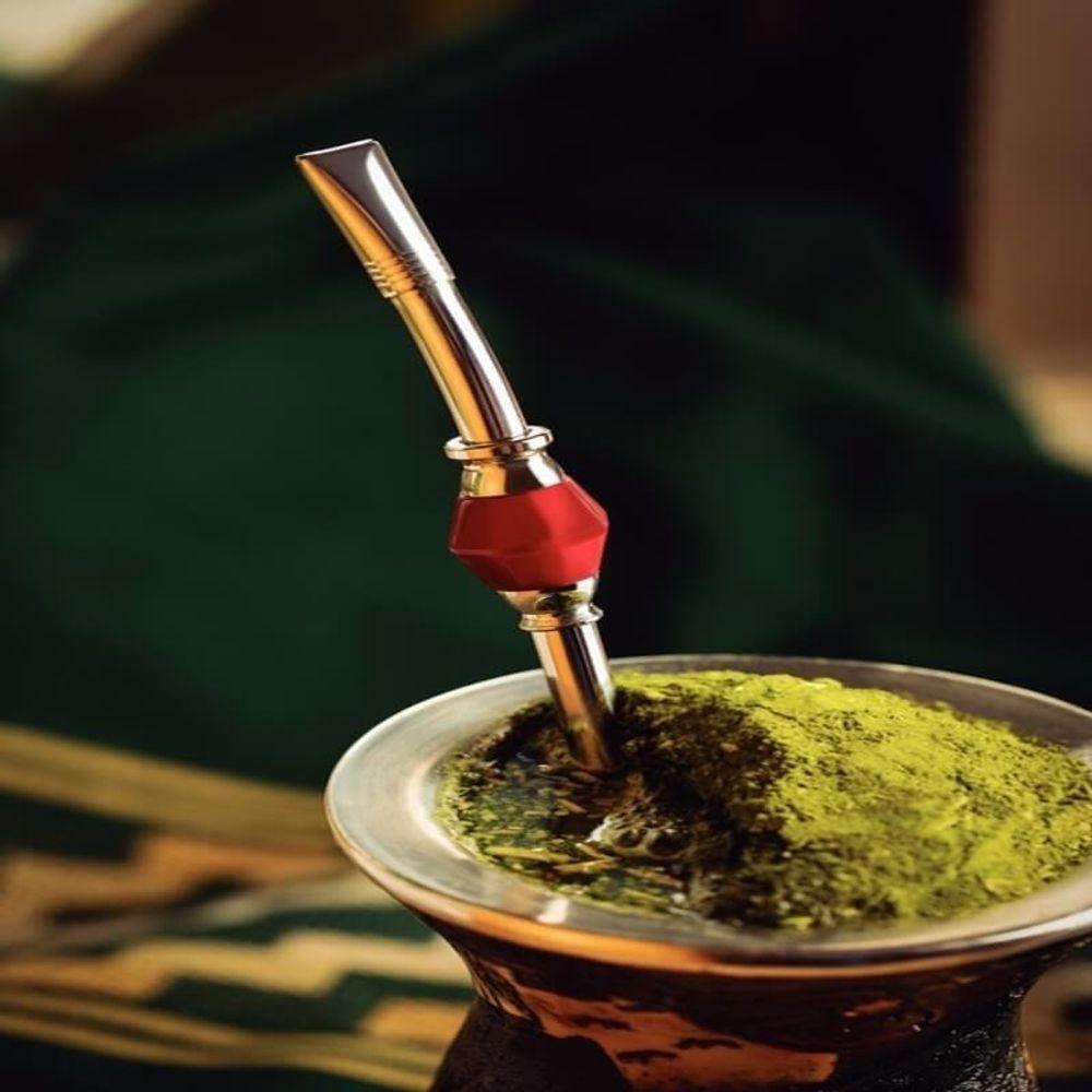 Bomba De Chimarrão Tramontina Ilex Em Inox Com Pedra Vermelha E Rosca 25cm - 2