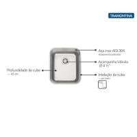 Cuba De Embutir Tramontina Dora 34 Bl R6 Em Inox Acabamento Escovado Com Válvula 34x40cm - 3