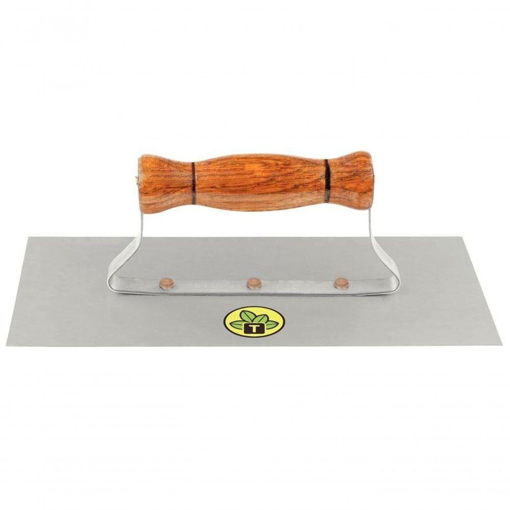 Desempenadeira Metálica De Base Lisa Tramontina Sem Dentes Com Cabo De Madeira - 1