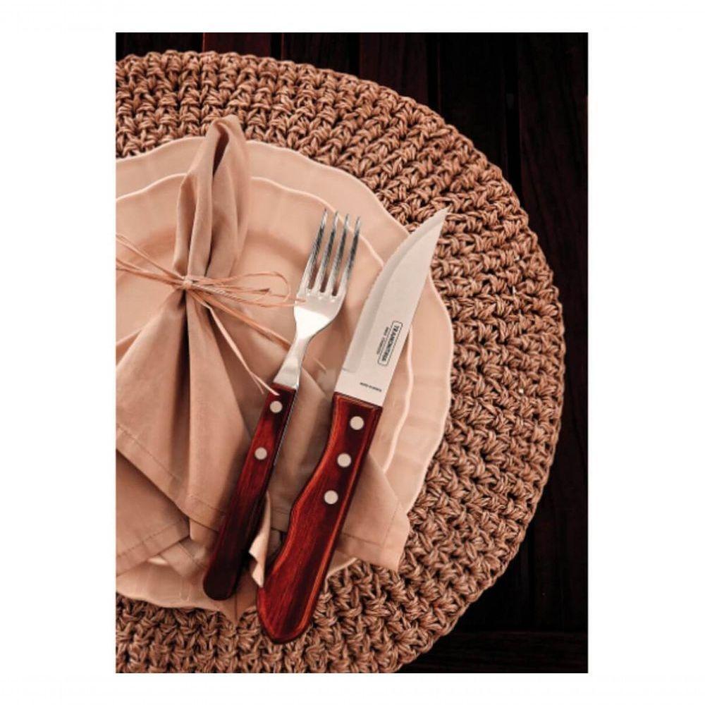 Garfo Jumbo Tramontina Churrasco Aço Inox Cabo Vermelho - 2