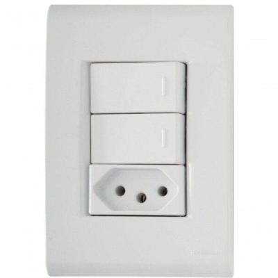 Conjunto 4x2 2 Interruptores Paralelos 10 A 250 V 1 Tomada 2p+t 10 A 250 V Tramontina Liz