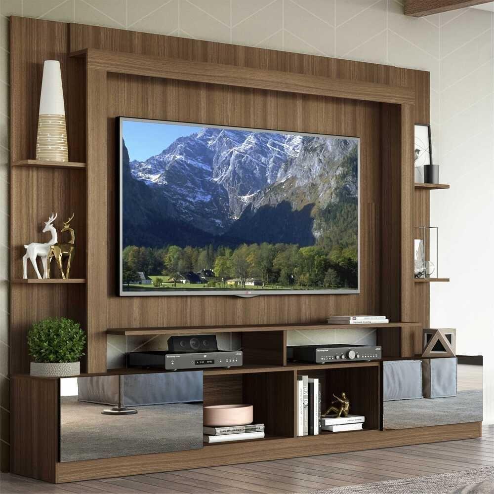 Estante Tv 65" Portas C/ Espelho Oslo Multimóveis V3390 Madeirada/Preta Madeirado/Preto - 7