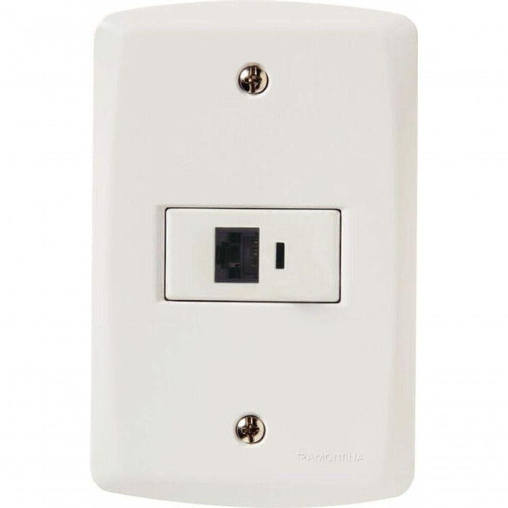 Conjunto 4x2 Com 1 Tomada Rj45 Cat. 6 Tramontina Lux2 Branco - 1