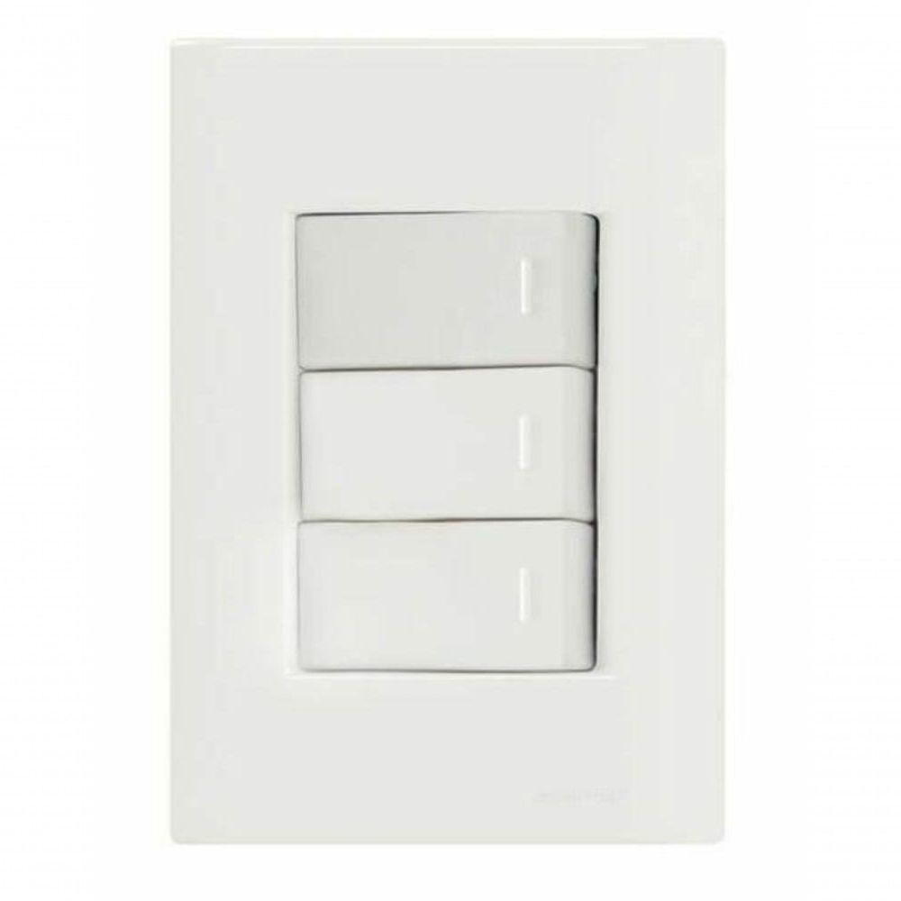 Conjunto 4x2 3 Interruptores Simples 10 A 250 V Tramontina Giz Branco - 1