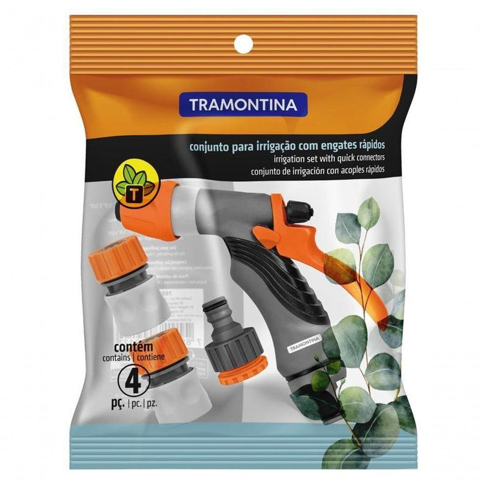 Conjunto Para Irrigação Tramontina Com Engates Rápidos E Hidropistola 4 Peças - 2