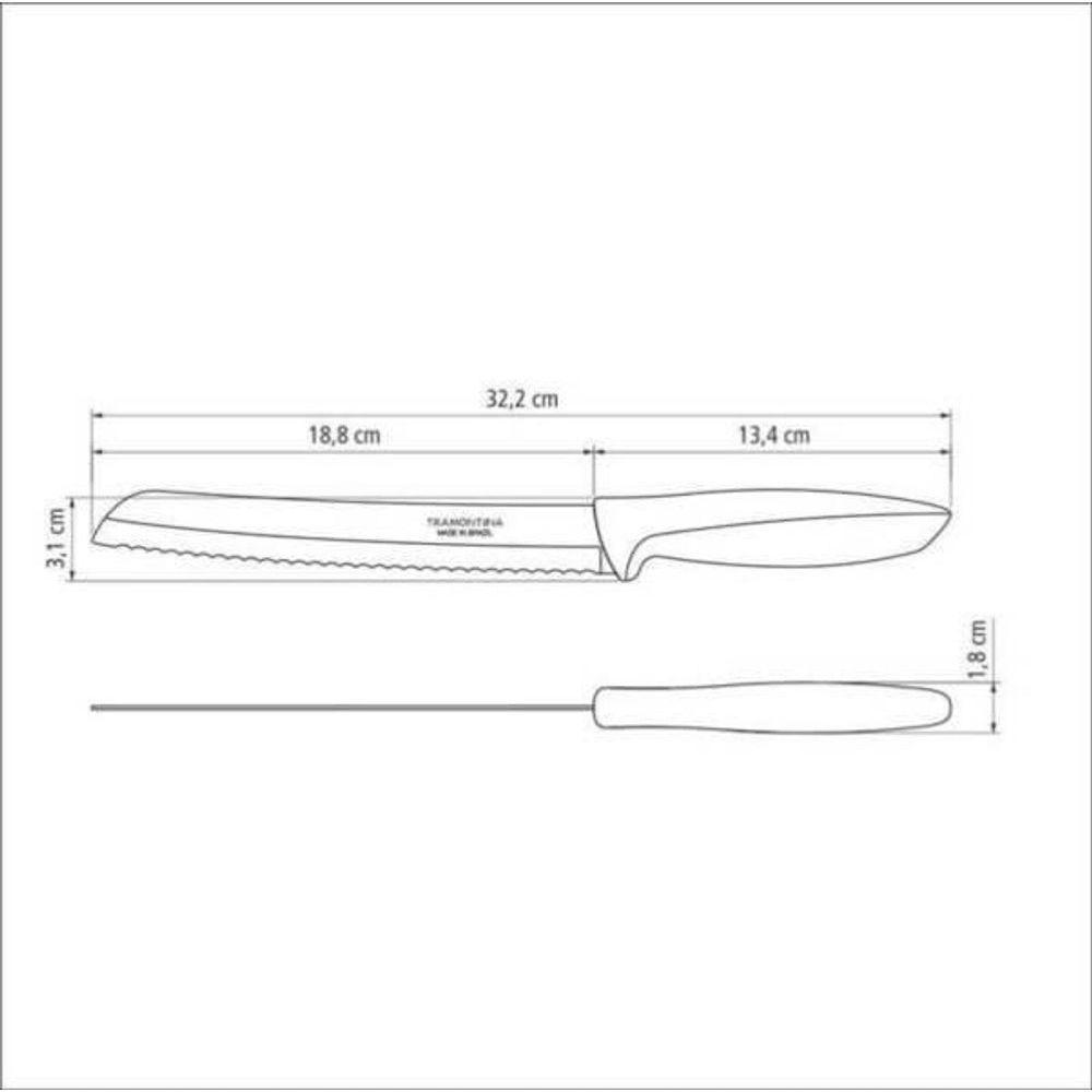Faca Para Pão Tramontina Plenus 8" Inox Polipropileno Preto - 2