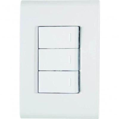 Conjunto 4x2 3 Interruptores Simples Tramontina Liz 10 A 250 V Branco