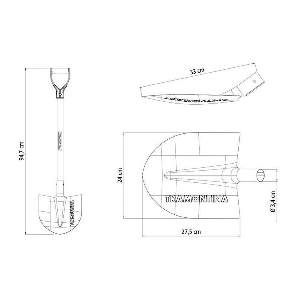 Pá Frankfurt Tramontina Em Aço Com Cabo De Madeira 71cm - 3