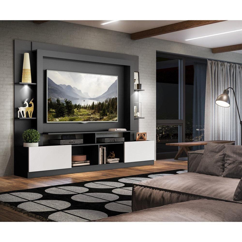 Estante Tv 65" Com Leds Berlim Multimóveis V3392 Preta/Branca Preto/Branco - 2