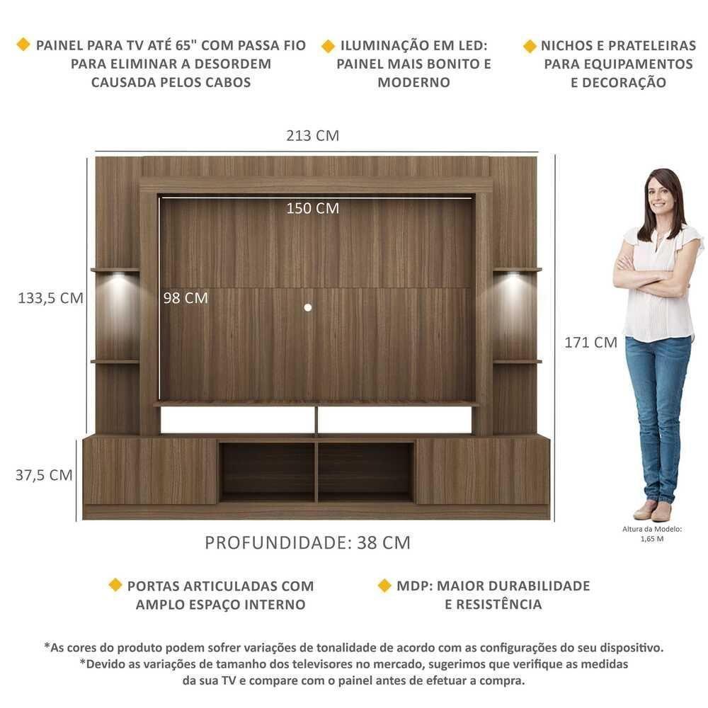 Estante Tv 65" Com Leds Berlim Multimóveis V3392 Madeirada Madeirado - 6