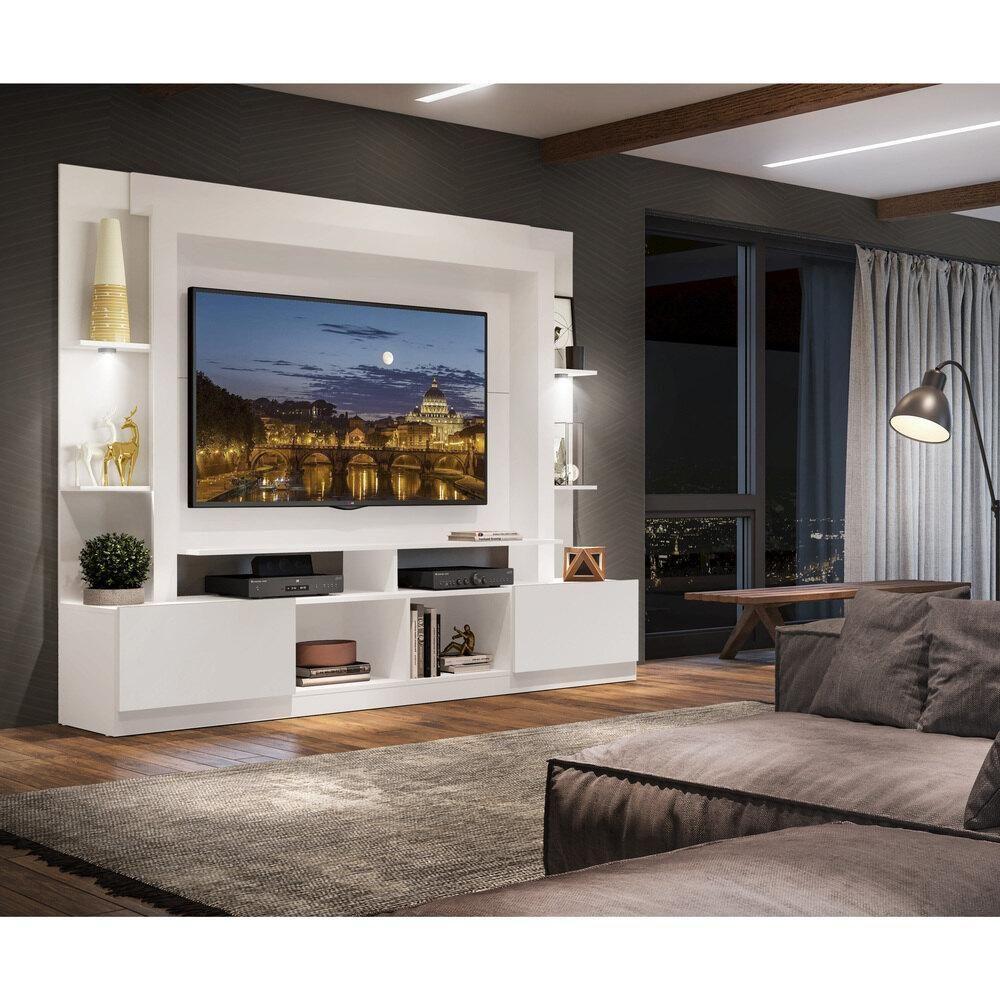 Estante Tv 65" Com Leds Berlim Multimóveis V3392 Branca Branco - 2