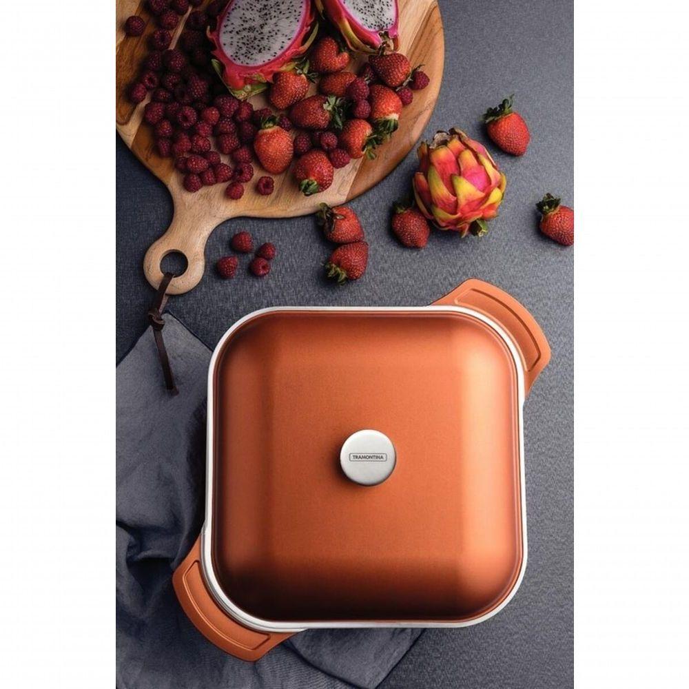 Caçarola Quadrada Tramontina Lyon Em Alumínio Com Revestimento Dourado 28cm - 2