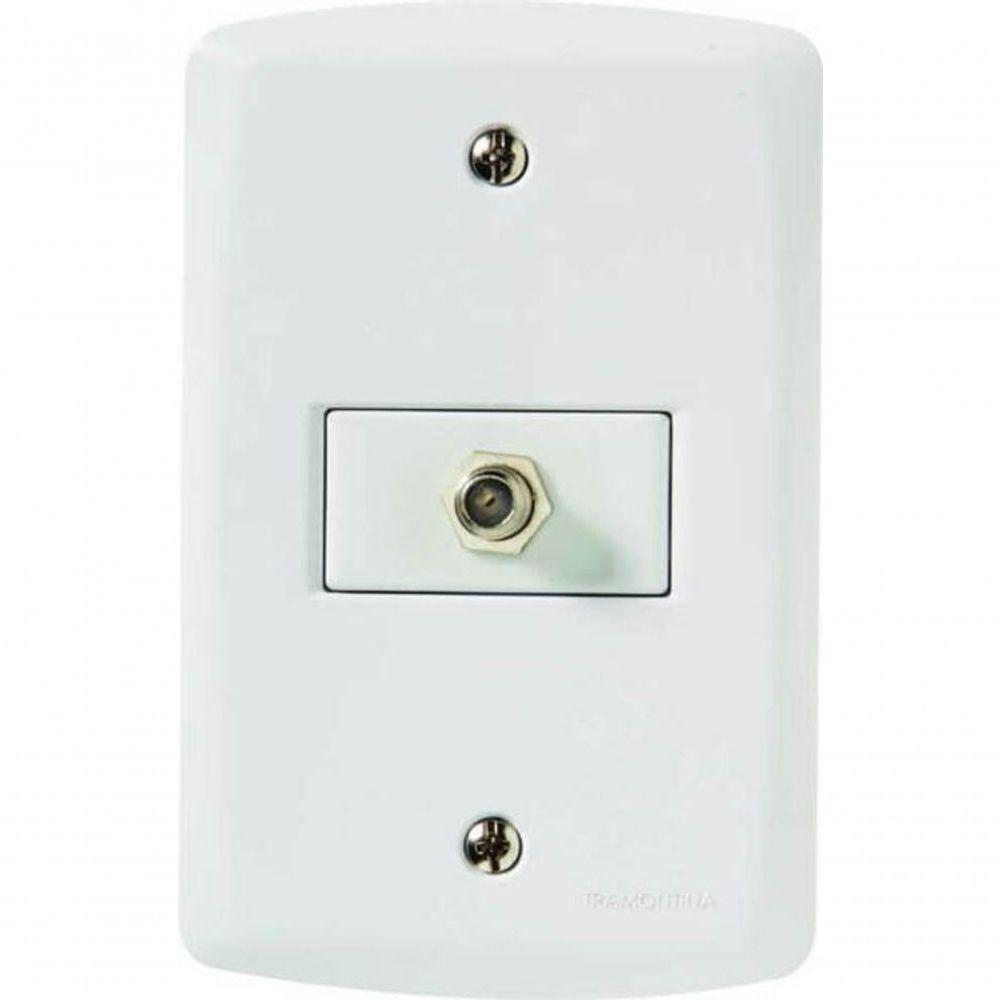 Conjunto 4x2 Com 1 Tomada Tv-sat Coaxial Tramontina Lux2 Branco - 1