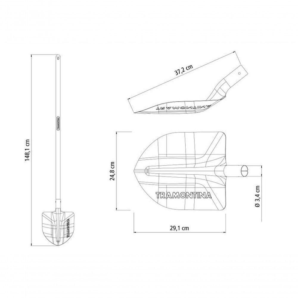 Pá De Bico Tramontina Leve Em Aço Com Cabo De Madeira 120cm 459-30 - 2