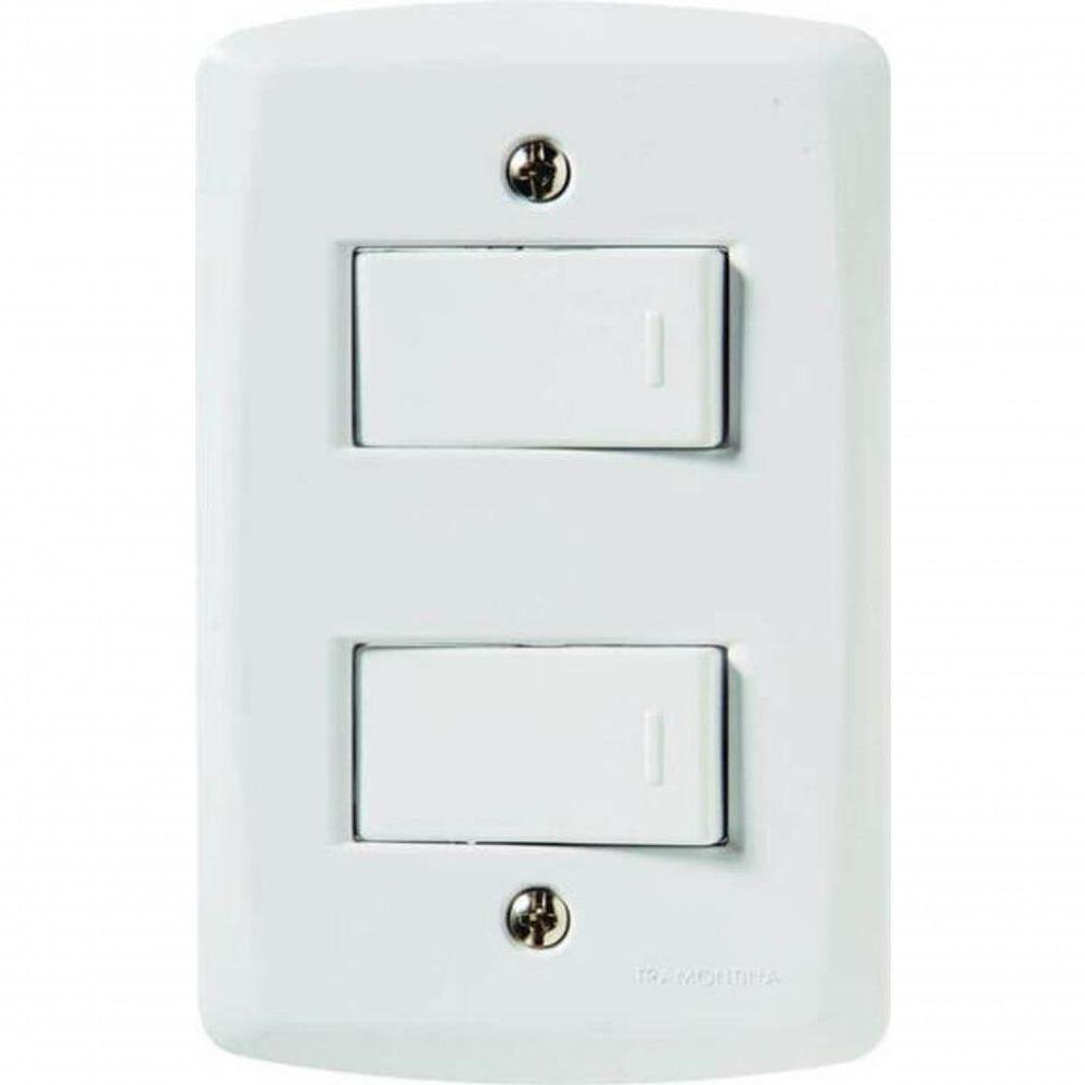 Conjunto 4x2 1 Interruptor Simples 10 A 250 V 1 Interruptor Paralelo 10 A 250 V Tramontina Lux2 - 1