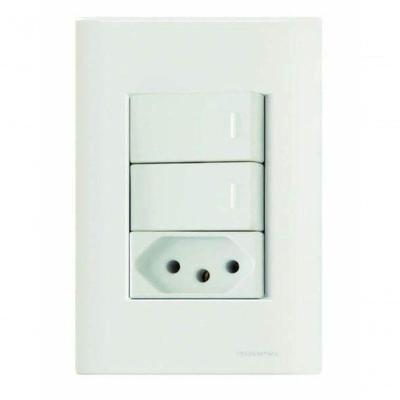 Conjunto 4x2 2 Interruptores Simples 10 A 250 V 1 Tomada 2p+t 10 A 250 V Tramontina Giz