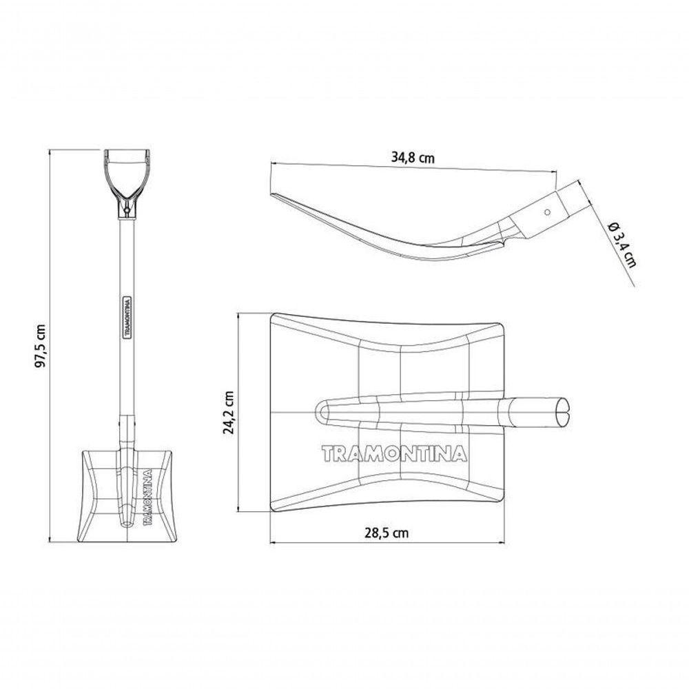 Pá Quadrada Tramontina Em Aço Com Cabo De Madeira 71cm 464-30 - 4