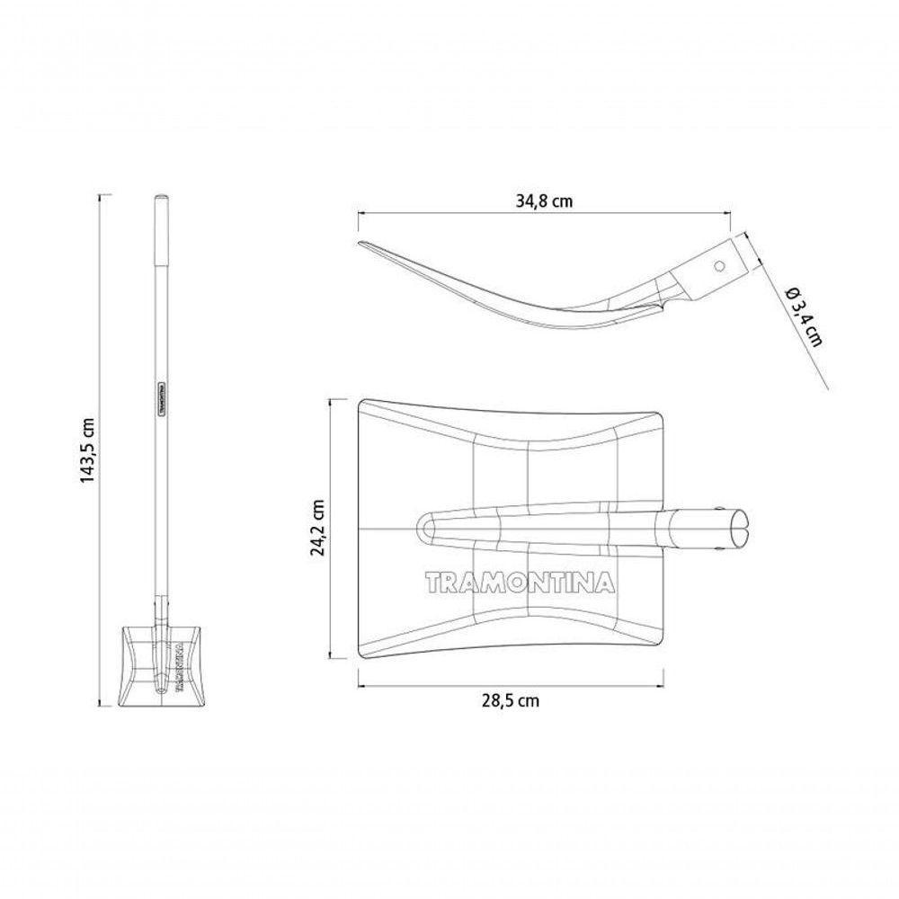 Pá Quadrada Tramontina Com Cabo Em Aço 120cm 464-30 - 3