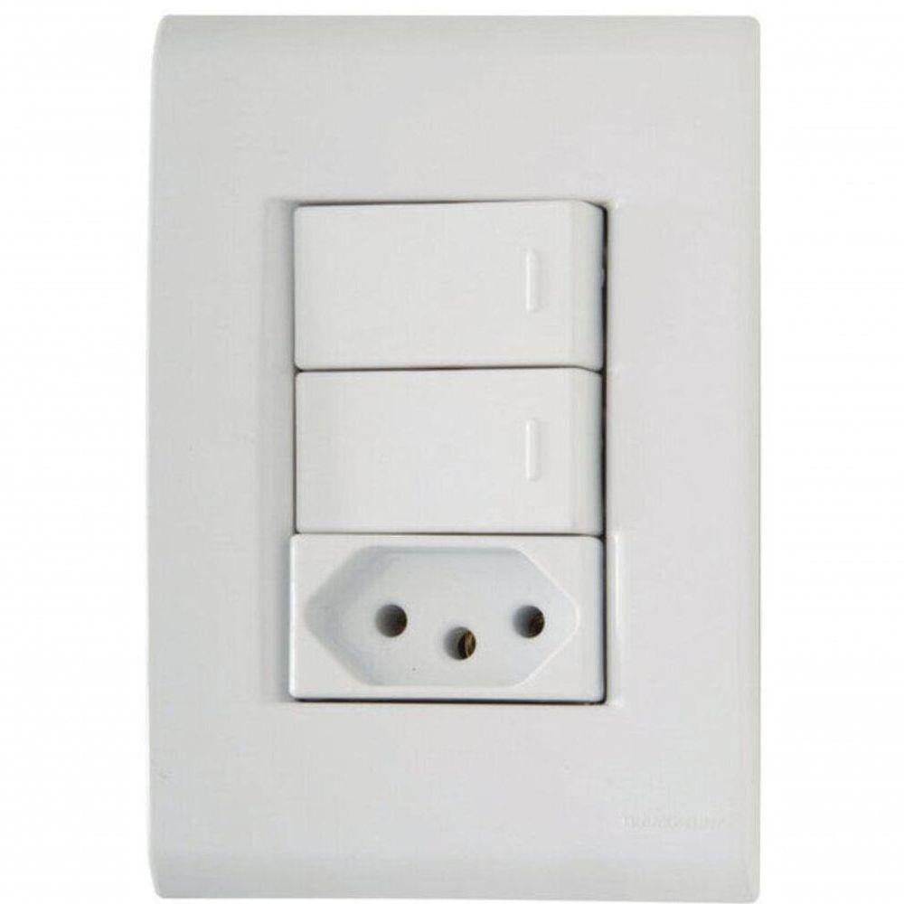 Conjunto 4x2 2 Interruptores Simples 10 A 250 V 1 Tomada 2p+t 20 A 250 V Tramontina Liz - 1