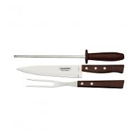 Jogo De Churrasco Tramontina 3 Peças Com Cabos De Madeira Natural - 1