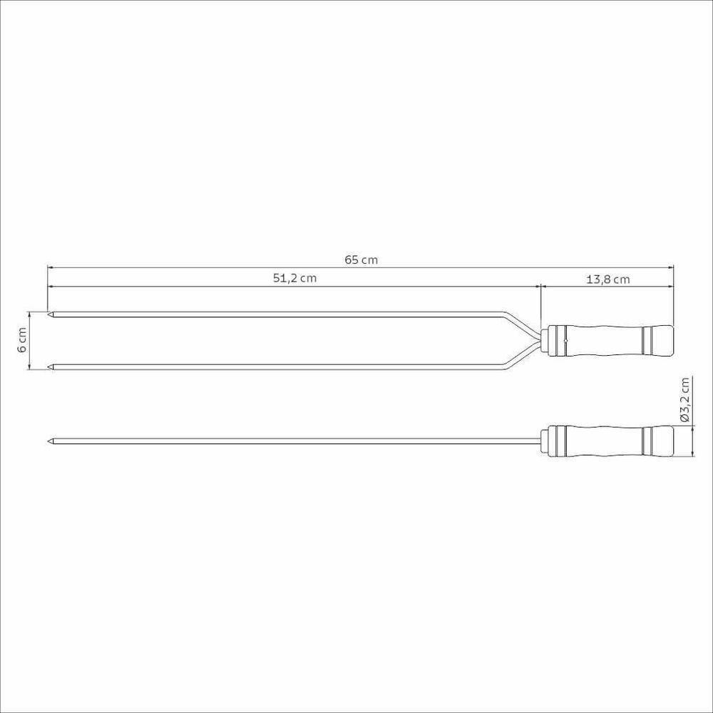 Espeto Duplo Para Churrasco Tramontina Com Lâmina Em Inox E Cabo De Madeira 65cm - 3