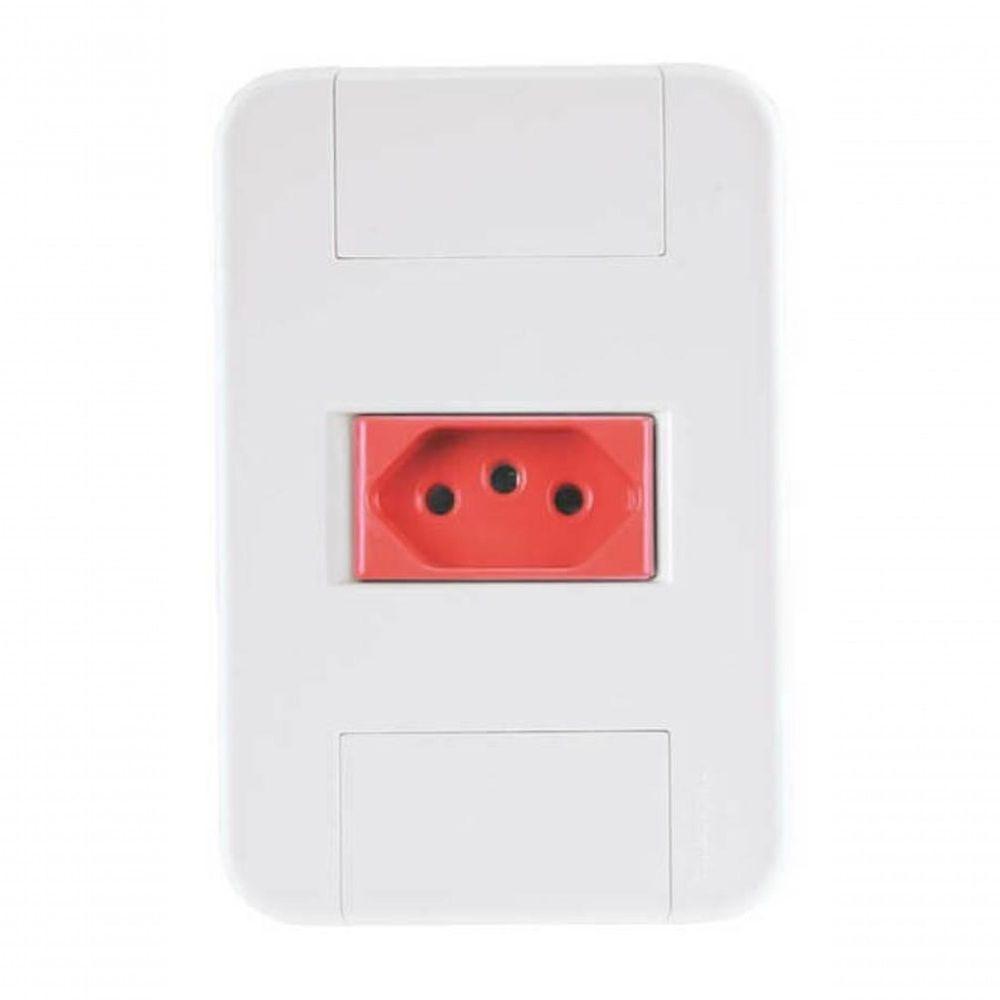 Conjunto 4x2 1 Tomada 2p+t 20 A 250 V Tramontina Tablet Branco E Vermelho - 1