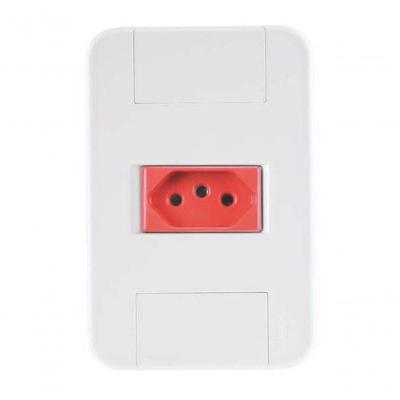 Conjunto 4x2 1 Tomada 2p+t 20 A 250 V Tramontina Tablet Branco E Vermelho