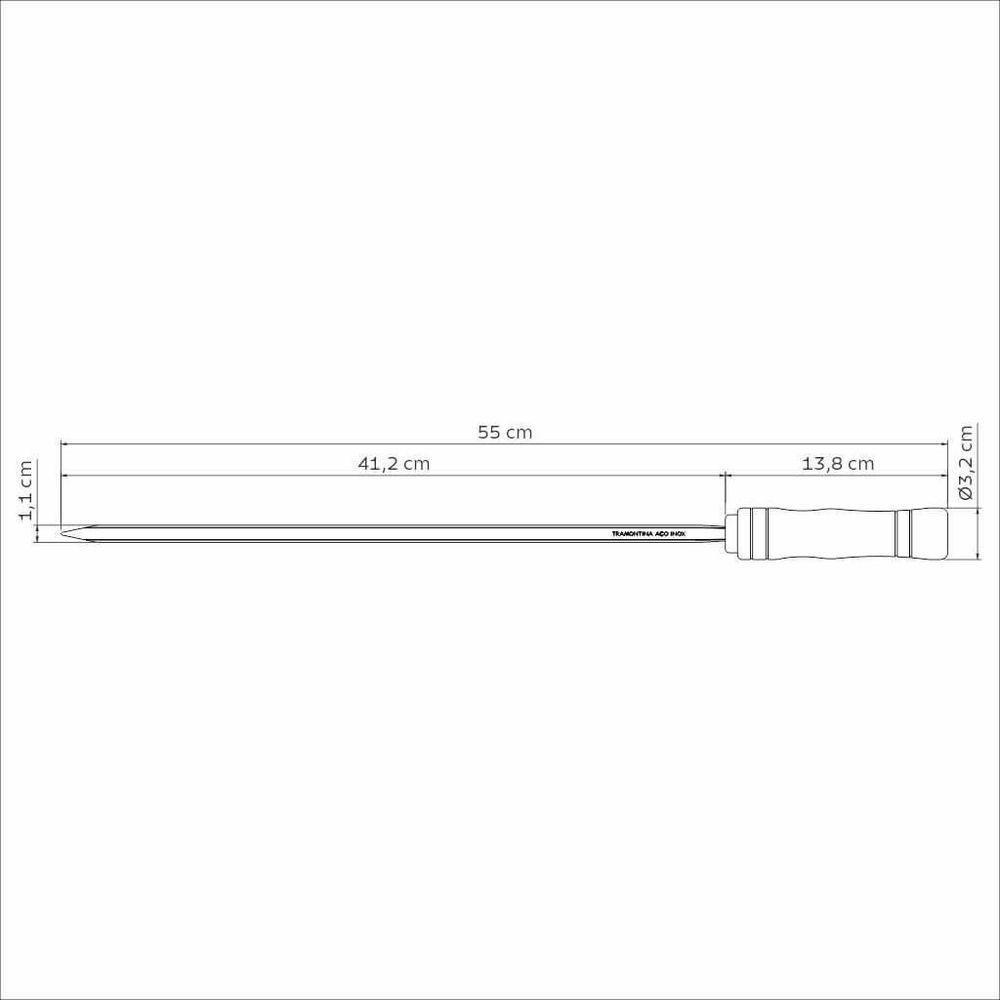 Espeto Para Churrasco Tramontina Com Lâmina Em Inox E Cabo De Madeira 55cm - 2