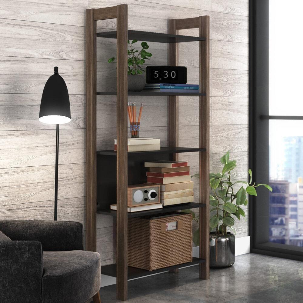 Estante Escritório Multiuso Multimóveis Cr25000 Preta/Nogal - 1