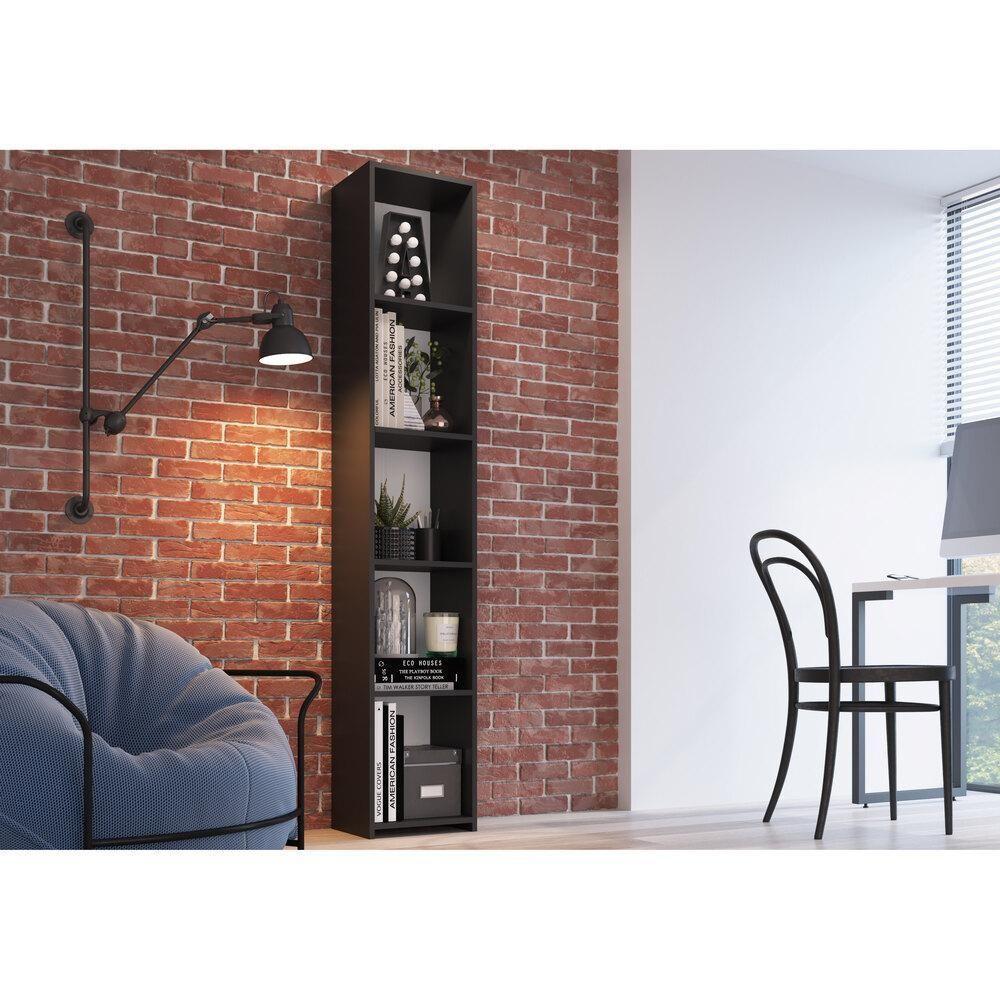 Estante Escritório Multiuso Com 5 Prateleiras Multimóveis Cr25244 Preta Preto - 2