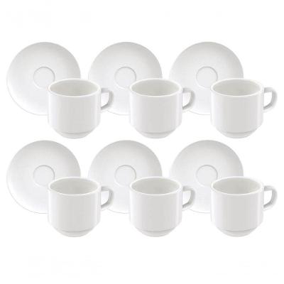 Conjunto De Xícaras E Pires De Café Tramontina Paola Em Porcelana 100ml