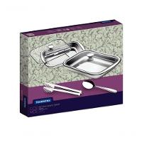 Jogo Para Assar E Servir Tramontina Cosmos Aço Inox E Tampa De Vidro 4 Peças - 3