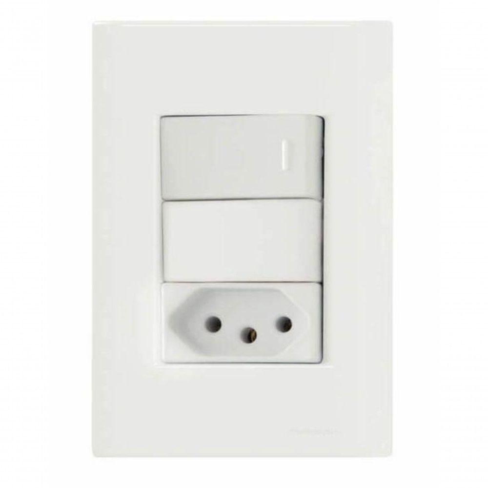 Conjunto 4x2 1 Interruptor Simples 10 A 250 V 1 Tomada 2p+t 20 A 250 V Tramontina Giz - 1