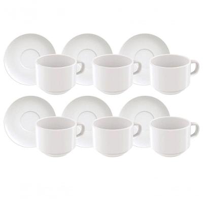 Conjunto De Xícaras E Pires De Chá Tramontina Paola Em Porcelana 240ml